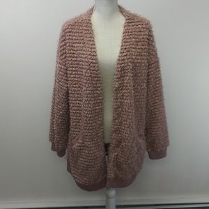 Knox Rose Fuzzy Dusty Pink Cardigan